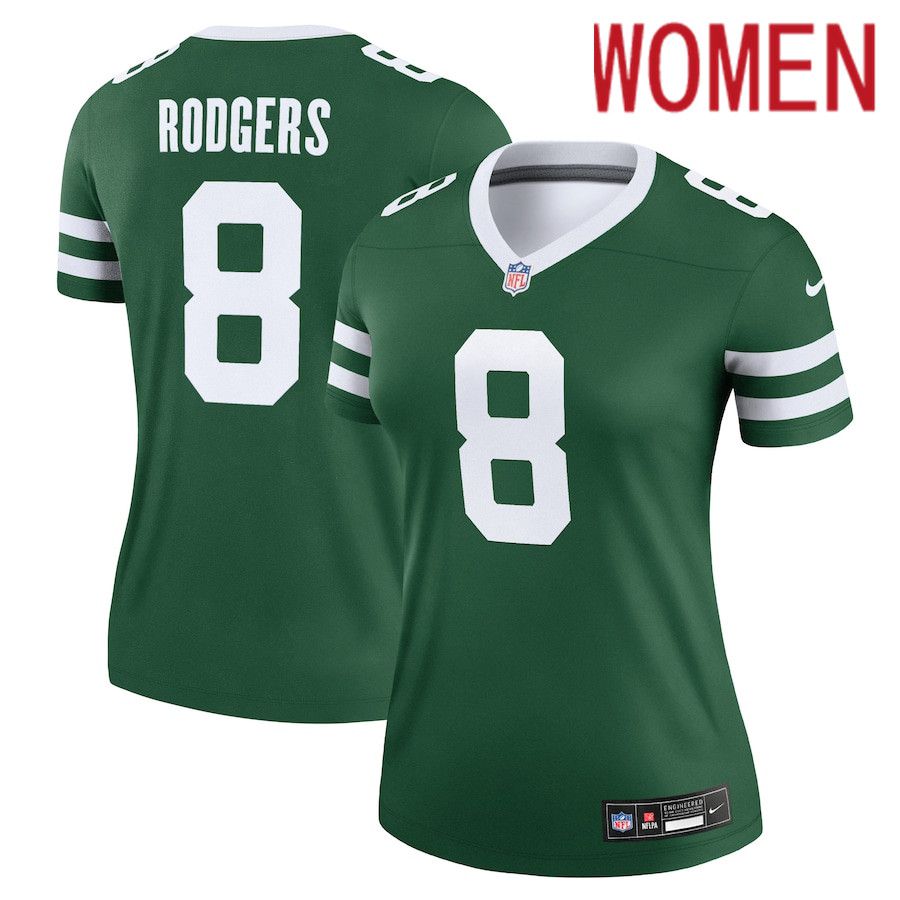 Women New York Jets #8 Aaron Rodgers Nike Legacy Green Legend NFL Jersey->women nfl jersey->Women Jersey